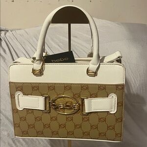 Bebe Beige and White Satchel New With Tags